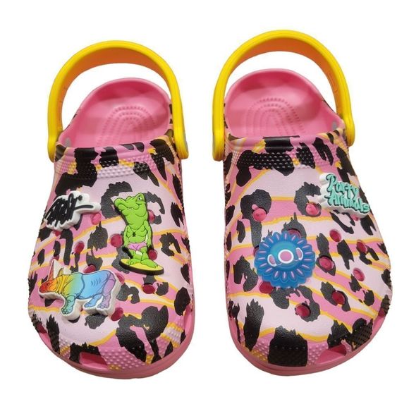 NWT CROCS 🦏Party Animal🐊 Sz-J6 Big Kids Shoes w/Non-Removable J-Bits Charms 1💡Up - Picture 10 of 16